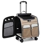 Cat Backpack Carrier – Breathable Travel Bag for Maine Coon, Yorkshire, Chihuahua up to 18 lbs with Wheels – Ideal for On-the-Go Adventures