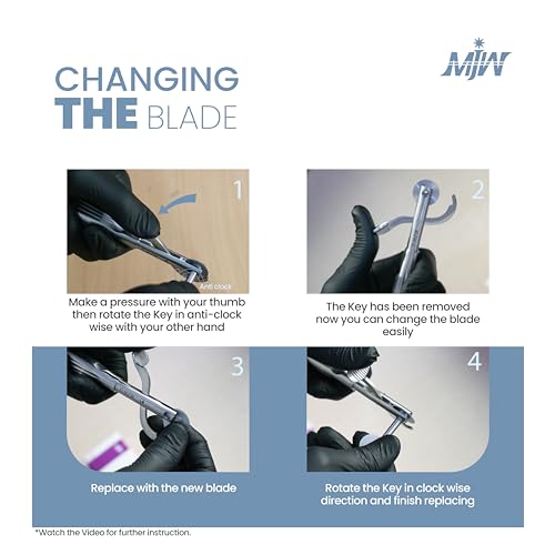 MJW Fingerring Schneider mit 2 ErsatzKlingen – Edelstahl Notfall Schmuck Schneidwerkzeug, Ideales Erste Hilfe Instrument, EMT Ringentferner Werkzeug mit Fingerschutz