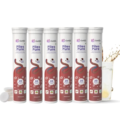 Image of Piles Pure Cola Blast Effervescent Tablets with Nagkesar, Ashwagandha and Moringa for Piles Relief, Hemorrhoid Comfort, Swelling Ease, Gut Calmness and Routine Comfort | 20 Tablets x Pack of 6