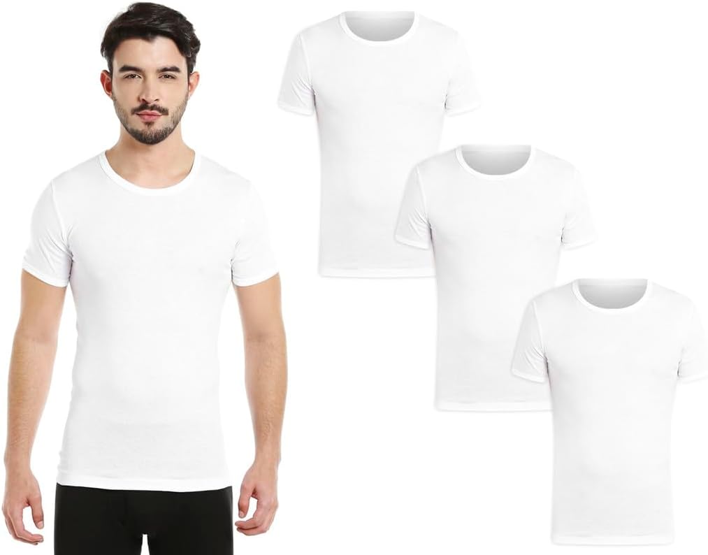 BYCMen's Round Neck Cotton Undershirt (Pack Of 3)