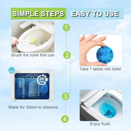 Image of Msvvko Toilet Bowl Cleaner Tablets 40 Pcs, Septic Safe Automatic Toilet Tank Cleaner with Sustained-Release Technology, Powerful Long-Lasting Blue Tabs for Bathroom Stain Remover & Deodorizer