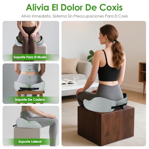 Miniatura 2 de Gaethra Cojin Coxis Ortopedico, Cojin Ergonomico Silla Oficina, Cojín Antiescaras Transpirable, Cojin Ciatica Con Correa Ajustable Para Hogar Y Coche