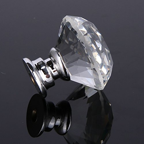 Yardwe 12 peças puxadores de cristal alça diamante gaveta puxadores de vidro maçaneta de porta com p