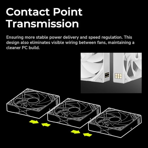 Image of Tryx 120mm Case Fan Reverse Blade ARGB PC Computer Quiet Fan 3in1 Cooler, Upgraded Pogo-Pin Connection with Magnetic Cable,ARGB Gen2 LEDs,New Version ROTA SL,White