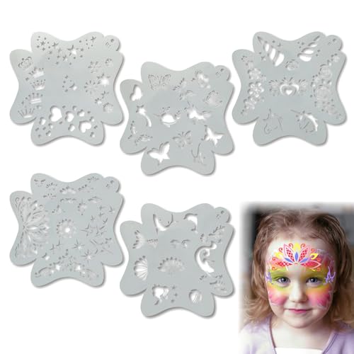 HELAIMAY Reusable Face Paint Stencils Kit, 5 Piece Set