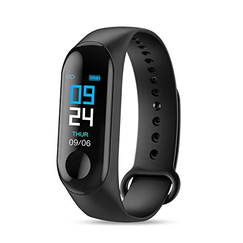 UIEMMY Smart Watch Men M3 Smart Wristband Fitness Tracker Frecuencia Cardíaca Reloj de presión Arterial IP65 Impermeable Smartband, Negro