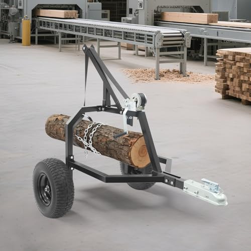 Arco para arrastre de troncos NOLANTISI con capacidad de 1600 libras, cabrestante manual, neumáticos neumáticos de 16 pulgadas, enganche de bola para remolque compatible con ATV y uso al aire libre (Negro) miniatura 6