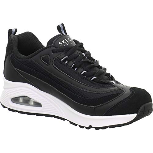 Skechers Skechers Girl's^Girl's Low-Top Trainers, Black Black Duraleather Suede Mesh Trim Blk, 4 Big Kid