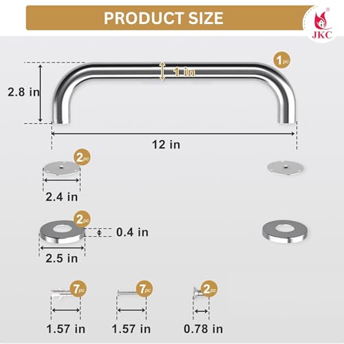 Image of JKC SS 304 Grab Bar for Bathroom, Bathroom Handle for Senior Citizen, Bathroom Support for Elderly, Grab Bar for Senior Citizens for Bathroom Support - Matt Finish (Pack of 2)
