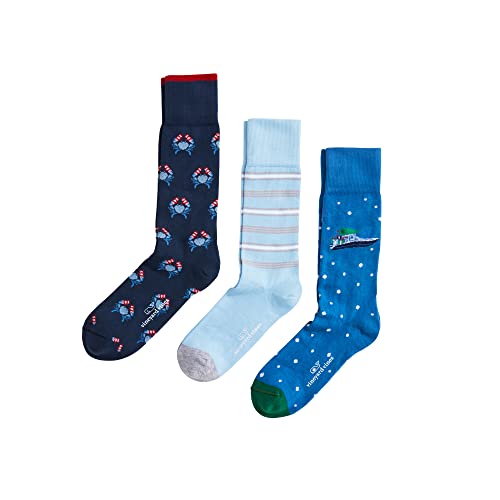 vineyard vines Mens Holiday Sportfisher 3-Pack Socks, Multi, One Size