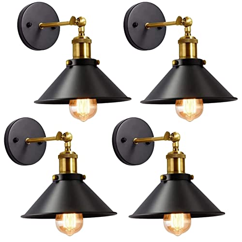 La mejor selección de Focos para la pared Top 5. 47 TIME4BUY Lampara de Pared Vintage, Industrial Lámpara, Socket E26 E27, Apliques Retro con Brazo oscilante Ajustable de 240 Grados para Cocina Restaurantes Pasillo Galerías, 4...