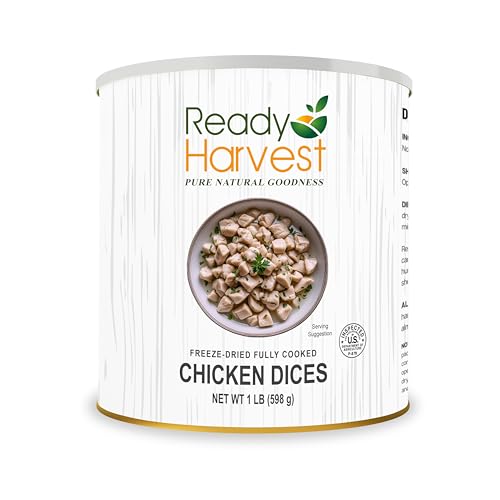 Ready Harvest Freeze-Dried Fully Cooked Chicken Dices | Long-Term Emergency Food | Up to 30-Year Shelf Life | #10 Can (1 lb / 598 g) | 1 Unit