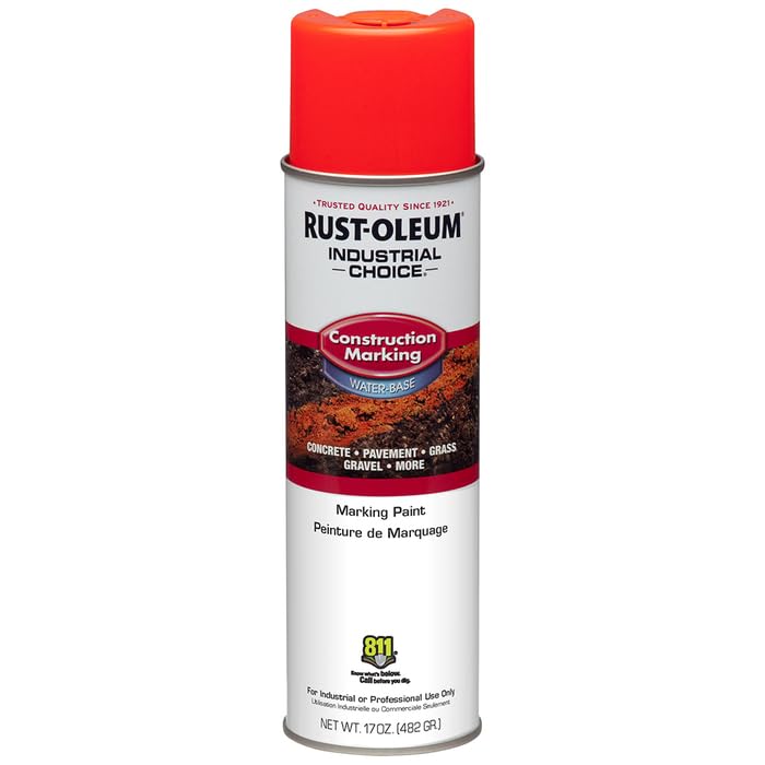 Image of Rust-Oleum Construction Marking Spray Paint, Fluorescent Red-Orange