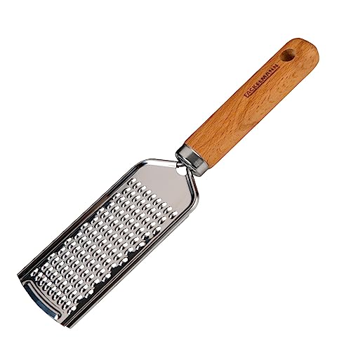 Fackelmann Rallador Manual Fair 23cm, Pizza y Pasta, Cuchilla de Acero Inoxidable, Mango de Madera de Haya FSC, Ahorro de espacio, Ideal para Parmesano y Queso Duro, Fácil de Limpiar, 1 ud.