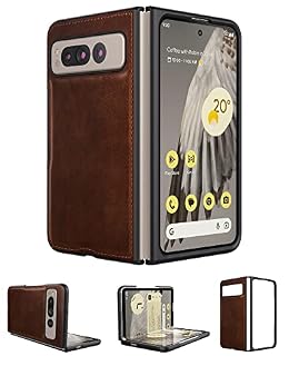Foluu for Google Pixel Fold Case, Leather Case, PU Leather + Hard PC Shell Ultra Thin Slim Durable Protective Phone Case Cover for Google Pixel Fold 2023 (Brown)