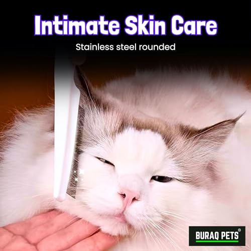 Image of Buraq Flea Comb for Cats and Dogs Large Stainless Steel Grooming Comb for Removing Fleas Ticks Lice Eggs and Dirt with Anti Slip Handle Suitable for All Hair Types