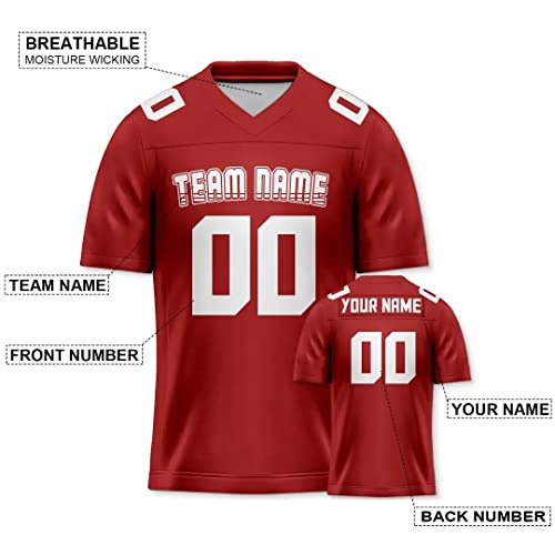 Custom Red Football Jersey Personalized Replica Shirts Stitched/Printed Team Name & Number For Men Women Kids #TOP1