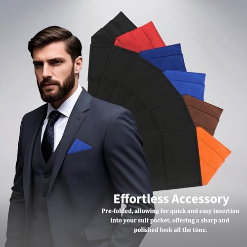 Image of Mens Pre-Folded Pocket Squares on Card Pocket Handkerchief for Suit Accessories