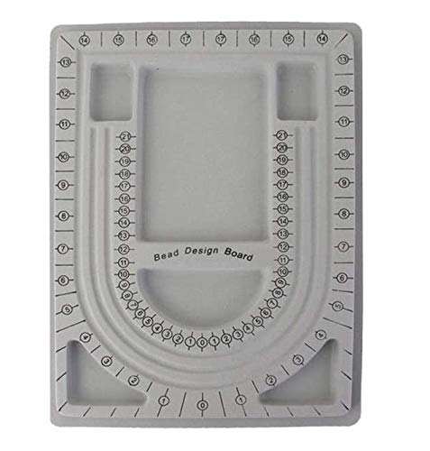 Image of Beadsnfashion Beading Board for Jewellery Design 9x13 Inch Grey Bead Organiser Tray with Measuring Scale for Necklace Bracelet Layout, DIY Craft Beadwork Tool