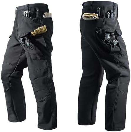 Mens Cargo Pant Winter Fleece Lined Stretch Tactical Work Trouser with ...