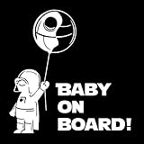 pegatinas coche familia a bordo  Custom Vinyl Baby On Board Darth Vader Star Wars Pegatina Ventana de Coche camión Decoración De Vinilo (Blanco)
