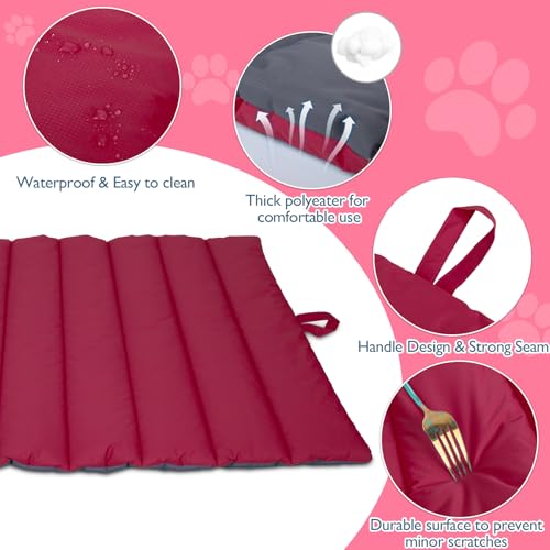XIAPIA wasserdichte Hundematte für Outdoor, Waschbares Hundebett, Antistatik, Hygienisch, Faltbar, Große Reisedecke für Haustier 110x68 cm (Rot/Grau)