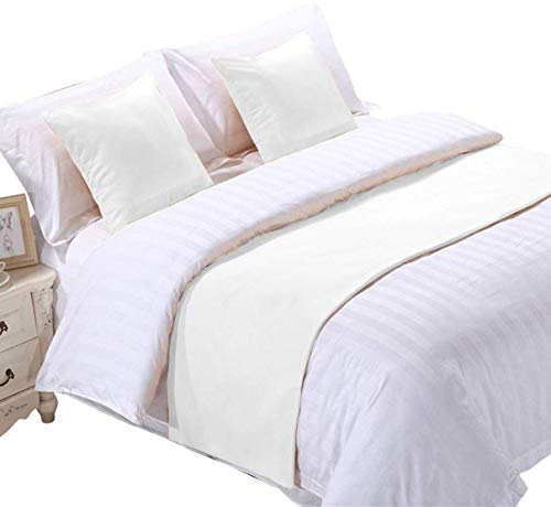Archu Sheets 100% Egyption Cotton 1 Piece Bed Runner Bed Decorative Scarf For Bedroom Hotel Wedding Room (Queen, White) #TOP12