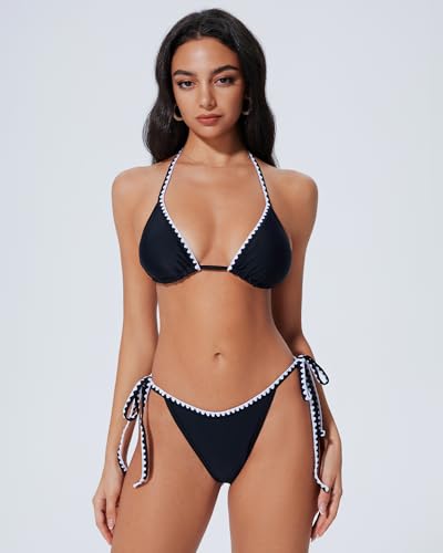SUUKSESS Women Cheeky Halter String Bikini Sets Sexy Triangle Two Piece Swimsuit3