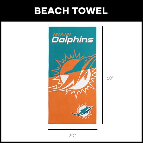 Image of Northwest NFL Miami Dolphins Microfiber Beach Towel, 30 x 60 Inches - Quick Dry, Sand Resistant, Lightweight, Highly Absorbent, Incisor Design
