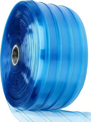 Image of Ribbed Blue PVC Strip Curtain 7 inch Width x 1200 inch Height - Walk-in Cooler and Freezer Door Strips Plastic Vinyl Warehouse Flap Doors for Temperature Management Anti-Scratch Door Curtain AP1474