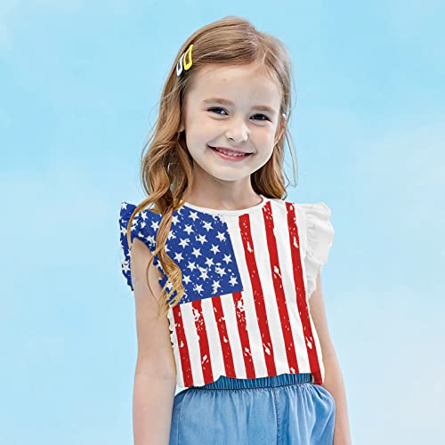 Patriotic T-Shirts Toddler Girls 4th of July Shirts Summer Tees Kids American Flag Tops2