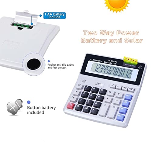 Large Desk Calculator, Basic Scientific Calculators Desktop, 12 Digits Battery Dual Power Mechanical Calculator With Big Button Large Display, 4 Function Financial Calculator For Kids (Grey) #TOP1