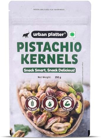 Urban Platter Pistachio Kernels, 250g (Shell Removed Pista | Unroasted and Unsalted | fibre & Protein-Rich | Heart-Healthy Snack)