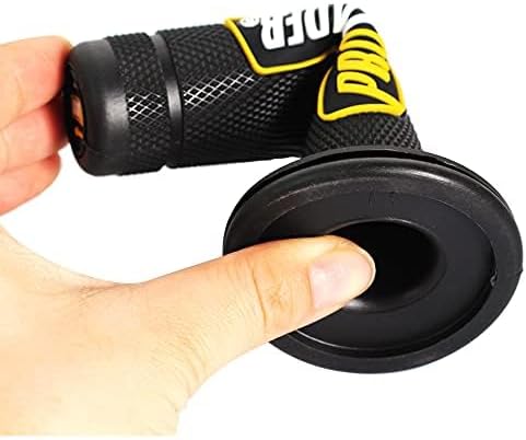 PROTAPER Motorcycle Handle Grips, 7/8 inch, Non-Slip Dirt Bike Handlebar Grips, Black and Red (Black Green, 7/8'' Left +1'' Right)