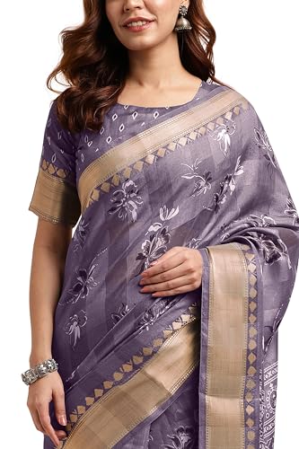 Image of MIRCHI FASHION Women Saree Cotton Blend Kalamkari Printed | Comfortable Office and Regular Daily Use Sari with Unstitched Blouse Piece