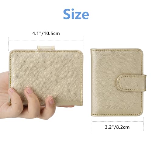 Image of Wisdompro Credit Card Holder, Slim Leather RFID Blocking Wallet Debit Card Protector Organizer Case (20 Card & 7 Memory Card Slots)-Vertical Gold