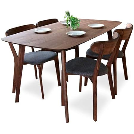 Amazon ダイニングセット 5点 ウォールナット 無垢 ダイニングテーブルセット ダイニングテーブル 5点セット 150 150cm アンティーク 北欧 木製 天然木 レトロ カフェ おしゃれ モダン Gkw ダイニングセット オンライン通販