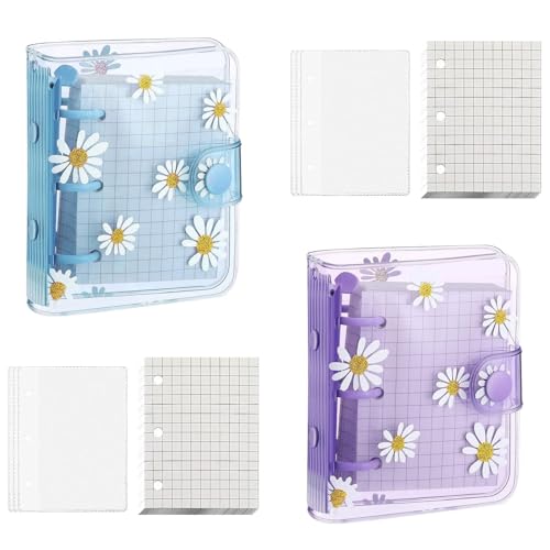 NIYATA 2 juegos mini archivador de cuaderno, con 3 anillas, mini