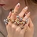 OIDIMS Geometric Balls Minimalist Wrap Open Ring for Women Fashion Ball Stainless Steel Eternity Statement Promise Knuckle Pinky Stacking Adjustable Rings Daughter Bff Birthday Christmas Gifts (Gold)