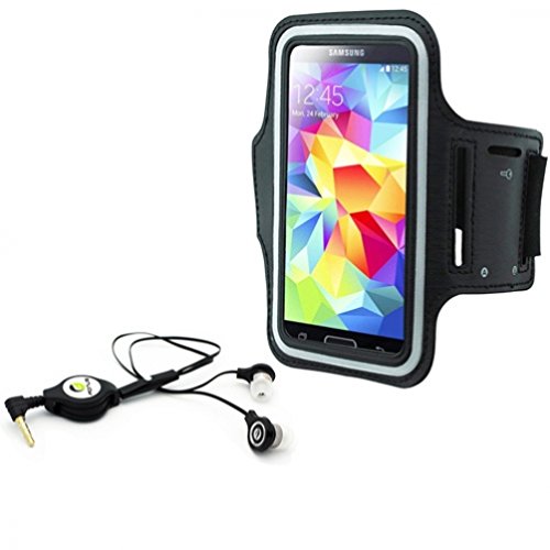 Sports Gym Exercise Jogging Armband + Retractable Stereo In-Ear Headset With Mic For Verizon Samsung Galaxy Nexus Lte - Verizon Samsung Galaxy S 3 Sch-I535 - Verizon Samsung Galaxy S 4 Sch-I545 - Verizon Samsung Galaxy S5 (Sm-G900V) - Verizon Samsung Galaxy S6 Edge (Sm-G925V) #TOP20