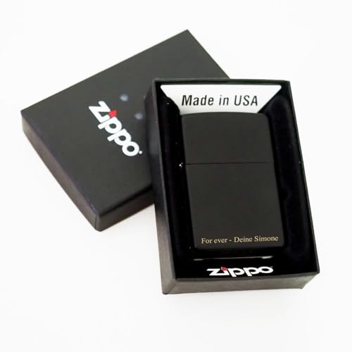 Feuerzeug Schwarz graviert | Feuerzeug mit Wunschgravur | Personalisiertes Sturmfeuerzeug | Geschenkidee für Männer, Sammler, Vatertagsgeschenk, Kompatibel mit Zippo (Schwarz) Feuerzeug Schwarz graviert | Feuerzeug mit Wunschgravur | Personalisiertes Sturmfeuerzeug | Geschenkidee für Männer, Sammler, Vatertagsgeschenk, Kompatibel mit Zippo (Schwarz)