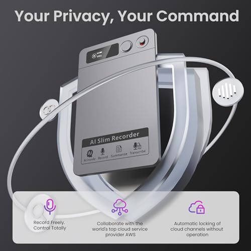 undefined AI Voice Recorder, Note Voice Recorder - Transcribe & Summarize, AI Noise Cancellation Technology, Supports 152 Languages, 64GB Memory APP Control Audio Recorder for Lectures, Meetings, Calls, Gray の商品画像 7