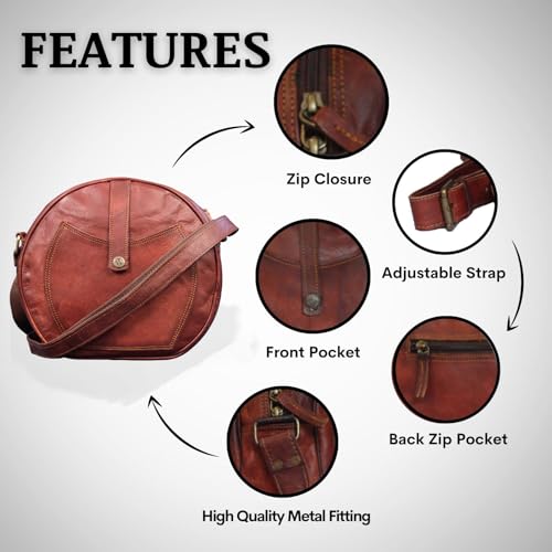 Madosh, Women's Genuine Leather Crossbody Semi-Circle Shape Purse Ladies Round Shoulder Fashion Sling bag4