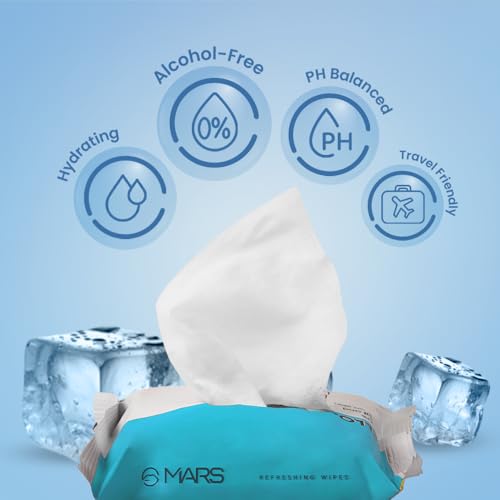 MARS Refreshing Wet Wipes for Face| Facial Cleansing | Refreshing & Skin Hydration| Soothing for skin | pH Balance & Alcohol Free | Nourishing with Fruit extract | 25 Wipes (Ice) - Image 2