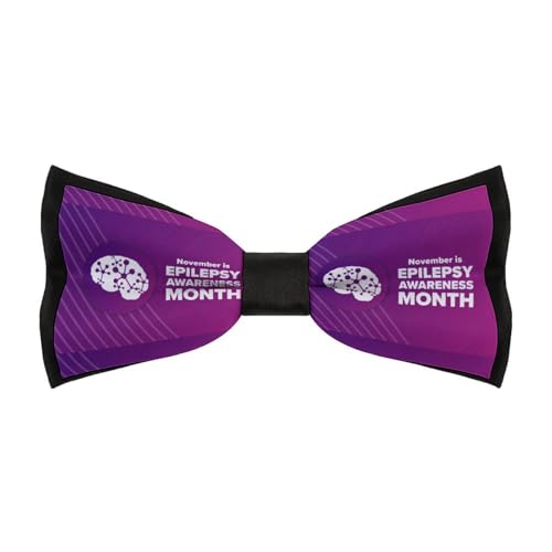 JYYAU November Is National Epilepsy Awareness Month Bow Tie Adjustable Necktie For Men Business Fashion Pre-tied Tie Neckwear Novelty Accessory For Weddings Party Festival