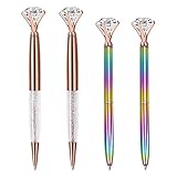 Yacig Diamond Ballpoint Pens,4 Pieces Rose Gold Ballpoint Pens Rhinestones Crystal Metal Ball Pens Black Ink Business Office Supplies for Desk Decor (A)