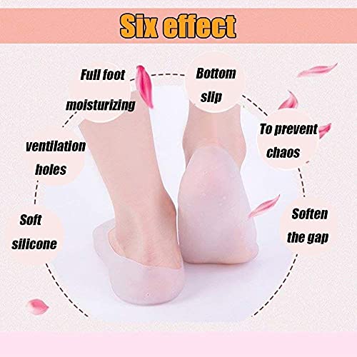 Image of 1 PAIR Full Heel Socks Anti Crack Silicon Gel Heel And Foot Protector Moisturizing Socks for Foot Care, Pain Relief And Heel Cracks Free Size For Men And Women (Silicon Socks, 1 Pair)