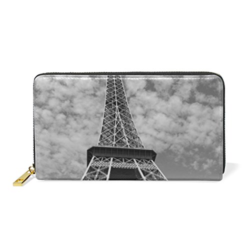 Preisvergleich Produktbild COOSUN Eiffelturm Paris Frankreich Leder-Kupplungs-Geldbeutel-Lange Mappen-Kartenhalter-Organisator L Mehrfarben