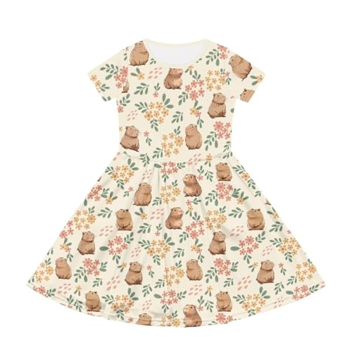 Image of Short Sleeve Dress for Girls with Pockets Cute Toddler Girl Clothes Summer 2-12