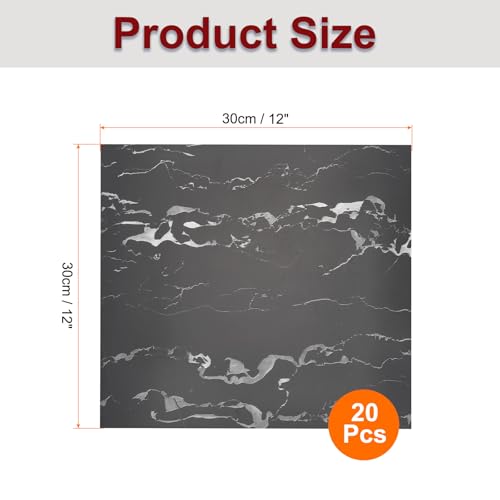 QUARKZMAN 20 Stück Peel-and-Stick-Marmorfliesen, wasserdichte Wandverkleidungsrückwand, 12x12 PVC Peel-and-Stick-Duschfliesen für Badezimmer Küche Wohnzimmer, weißes Kristalldrachendesign